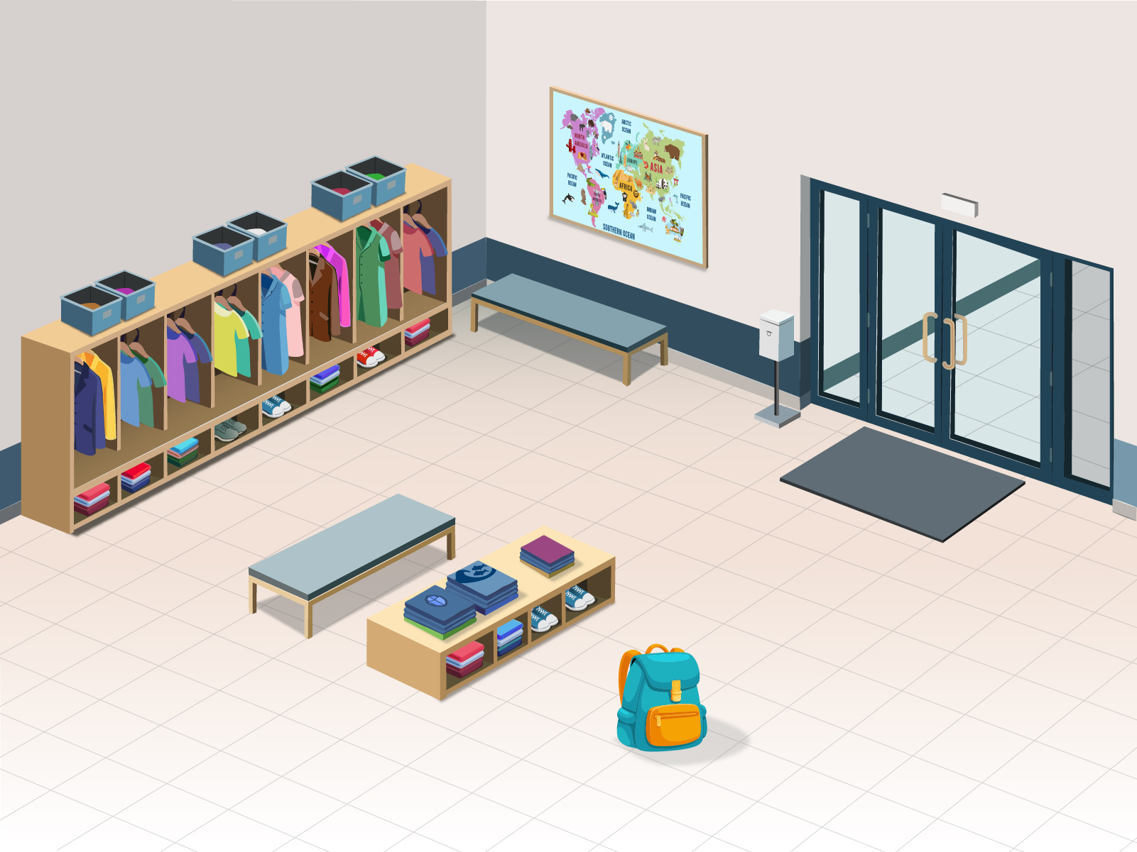 Strefa wejściowa, korytarze i szatnia