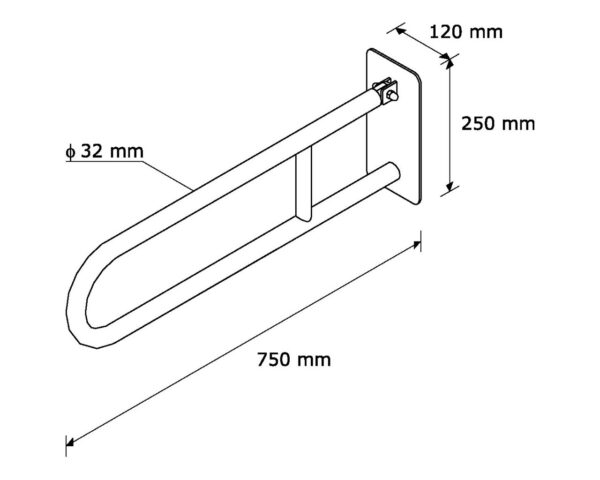 Poręcz uchylna łukowa 750 mm Poręcz uchylna łukowa 750 mm
