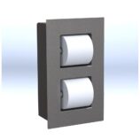 Wnękowy pojemnik na dwie małe rolki papieru toaletowego, MERIDA DRAGON, stal matowa