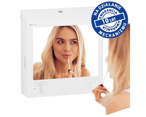 Pojemnik na ręczniki składane z bezdotykowym automatycznym dozownikiem mydła w pianie i z lustrem ze stali SuperMirror „3 w 1" MERIDA STELLA SLIM WHITE LINE COMBO, biały Pojemnik na ręczniki składane z bezdotykowym automatycznym dozownikiem mydła w pianie i z lustrem ze stali SuperMirror „3 w 1" MERIDA STELLA SLIM WHITE LINE COMBO, biały