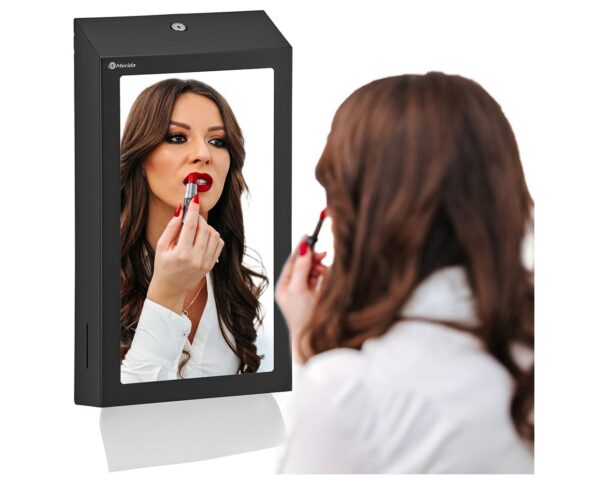 Pojemnik na ręczniki składane z lustrem ze stali SuperMirror „2w1" MERIDA STELLA SLIM BLACK LINE MEGA COMBO, czarny Pojemnik na ręczniki składane z lustrem ze stali SuperMirror „2w1" MERIDA STELLA SLIM BLACK LINE MEGA COMBO, czarny