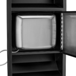 Wnękowy pojemnik na ręczniki pojedyncze z suszarką do rąk i koszem MERIDA STELLA BLACK LINE