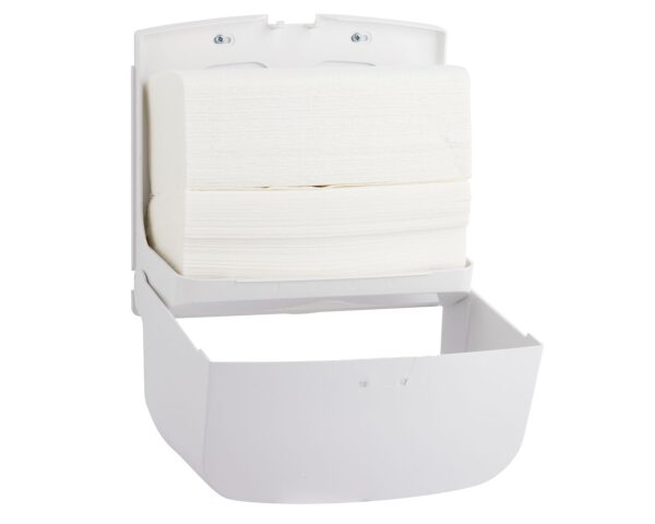 Pojemnik na ręczniki składane MERIDA TOP MINI, tworzywo ABS, biały, okienko niebieskie Pojemnik na ręczniki składane MERIDA TOP MINI, tworzywo ABS, biały, okienko niebieskie