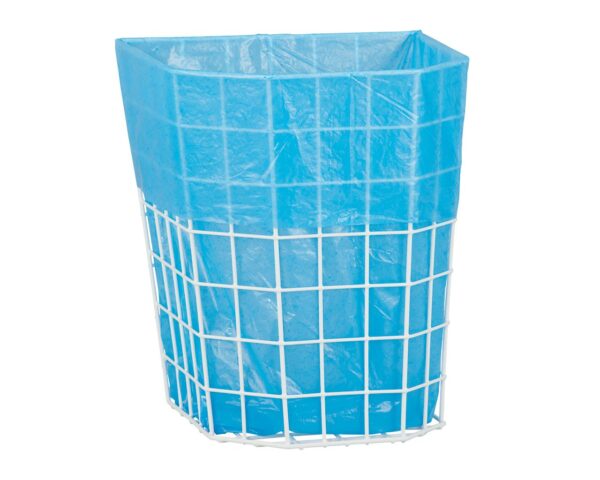 Kosz siatkowy wiszący o pojemności 22 l, wykonany z prętów powlekanych białym polietylenem