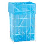 Kosz siatkowy stojący o poj. 47 l, wykonany z prętów powlekanych białym polietylenem