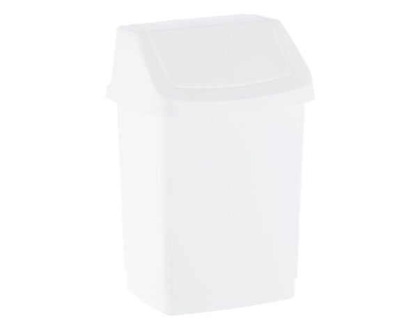 Kosz na odpady z uchylną pokrywą z tworzywa sztucznego o poj. 15 l, kolor BIAŁY
