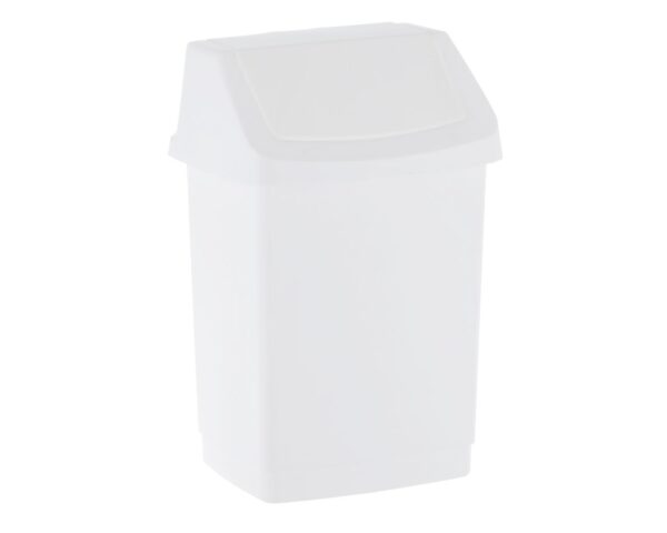 Kosz na odpady z uchylną pokrywą z tworzywa sztucznego o poj. 9 l , kolor BIAŁY Kosz na odpady z uchylną pokrywą z tworzywa sztucznego o poj. 9 l , kolor BIAŁY