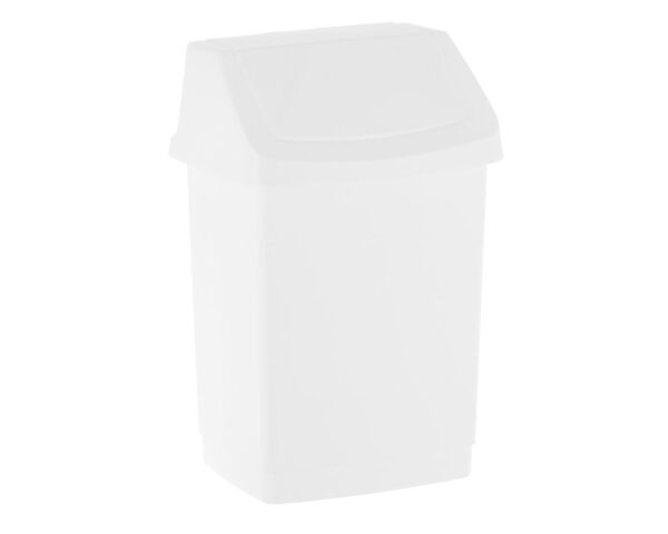 Kosz na odpady z uchylną pokrywą z tworzywa sztucznego o poj. 9 l , kolor BIAŁY Kosz na odpady z uchylną pokrywą z tworzywa sztucznego o poj. 9 l , kolor BIAŁY