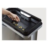 Kosz automatyczny SENSOR, bezdotykowy, prostokątny, szeroki, stal matowa 45 l