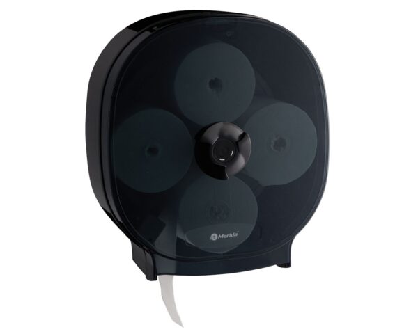 Pojemnik na cztery rolki papieru toaletowego bez gilzy MERIDA ONE, tworzywo ABS, czarny Pojemnik na cztery rolki papieru toaletowego bez gilzy MERIDA ONE, tworzywo ABS, czarny