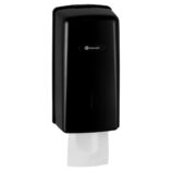 Pojemnik na papier toaletowy w listkach MERIDA ONE, pojemność do 450 szt., tworzywo ABS, czarny