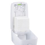 Pojemnik na papier toaletowy w listkach MERIDA HARMONY, pojemność do 450 szt., tworzywo, biały transparentny