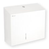 Pojemnik na papier toaletowy MERIDA STELLA DUO WHITE LINE z uchwytem na resztkę rolki papieru, średnica papieru do 20 cm, biały