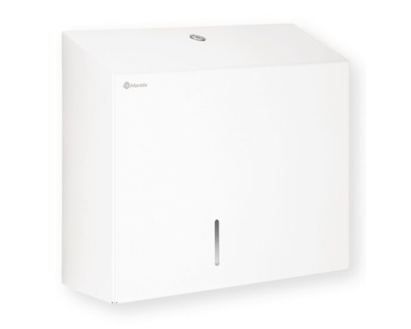 Pojemnik na papier toaletowy MERIDA STELLA DUO WHITE LINE z uchwytem na resztkę rolki papieru, średnica papieru do 20 cm, biały Pojemnik na papier toaletowy MERIDA STELLA DUO WHITE LINE z uchwytem na resztkę rolki papieru, średnica papieru do 20 cm, biały