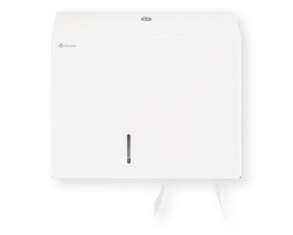 Pojemnik na papier toaletowy MERIDA STELLA DUO WHITE LINE z uchwytem na resztkę rolki papieru, średnica papieru do 20 cm, biały Pojemnik na papier toaletowy MERIDA STELLA DUO WHITE LINE z uchwytem na resztkę rolki papieru, średnica papieru do 20 cm, biały