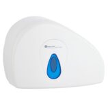 Pojemnik na papier toaletowy MERIDA TOP DUO z uchwytem na resztkę rolki, tworzywo ABS, biały, okienko niebieskie