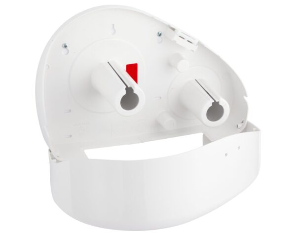 Pojemnik na papier toaletowy MERIDA TOP DUO z uchwytem na resztkę rolki, tworzywo ABS, biały, okienko niebieskie Pojemnik na papier toaletowy MERIDA TOP DUO z uchwytem na resztkę rolki, tworzywo ABS, biały, okienko niebieskie