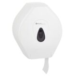 Pojemnik na papier toaletowy MERIDA TOP MEGA, tworzywo ABS, biały, okienko szare