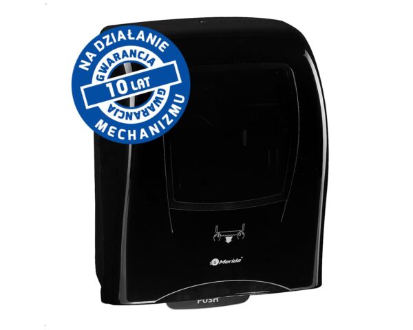 Mechaniczny podajnik ręczników MERIDA ONE czarny za 125 zł netto przy zakupie 2 kartonów ręczników MERIDA TOP AUTOMATIC RAB312 (12 x 240 m = 2 800 m, 11 292 listki)
