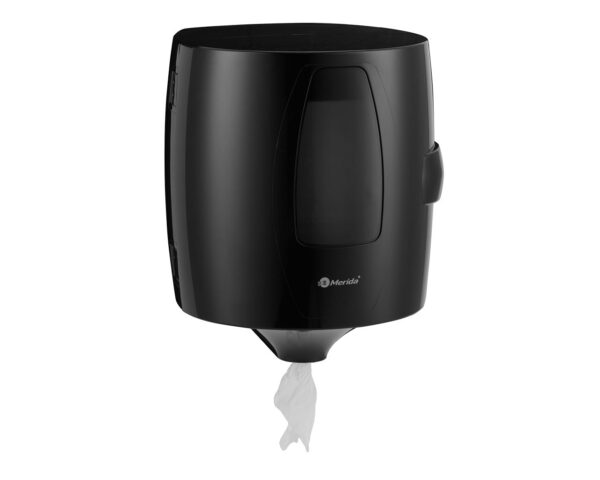 Pojemnik na ręczniki papierowe w roli w systemie listkowym MERIDA ONE CENTER PULL, tworzywo ABS, czarny Pojemnik na ręczniki papierowe w roli w systemie listkowym MERIDA ONE CENTER PULL, tworzywo ABS, czarny