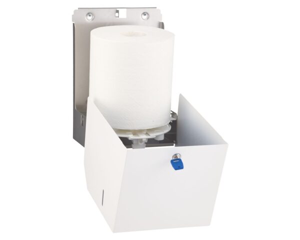 Pojemnik na ręczniki papierowe w rolach MERIDA STELLA WHITE LINE MAXI, biały Pojemnik na ręczniki papierowe w rolach MERIDA STELLA WHITE LINE MAXI, biały