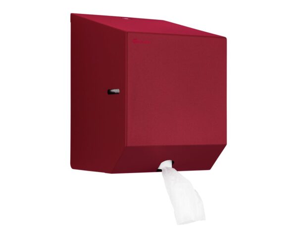 Pojemnik na ręczniki papierowe w rolach lub papier toaletowy w systemie listkowym MERIDA STELLA RED LINE MINI, czerwony Pojemnik na ręczniki papierowe w rolach lub papier toaletowy w systemie listkowym MERIDA STELLA RED LINE MINI, czerwony