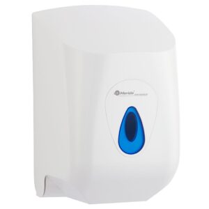 Pojemnik na ręczniki papierowe w rolach MERIDA TOP MAXI, tworzywo ABS, biały, okienko niebieskie