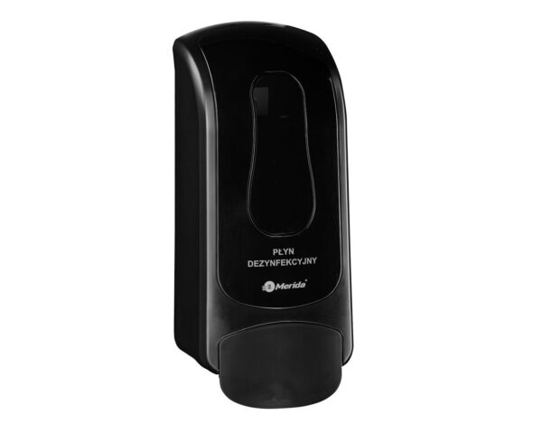 Dozownik płynu dezynfekcyjnego MERIDA ONE czarny za 1 zł netto przy zakupie 6 wkładów z płynem MERIDA POLANA DDR+ Dozownik płynu dezynfekcyjnego MERIDA ONE czarny za 1 zł netto przy zakupie 6 wkładów z płynem MERIDA POLANA DDR+