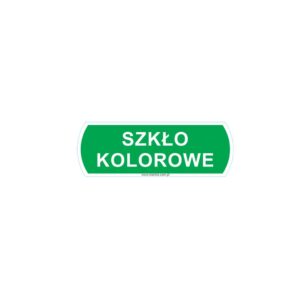 Naklejka na kosz do segregacji - szkło kolorowe, mała, wymiar 10 X 3,5 cm