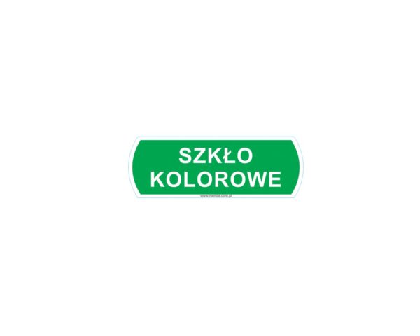 Naklejka na kosz do segregacji - szkło kolorowe, mała, wymiar 10 X 3,5 cm Naklejka na kosz do segregacji - szkło kolorowe, mała, wymiar 10 X 3,5 cm