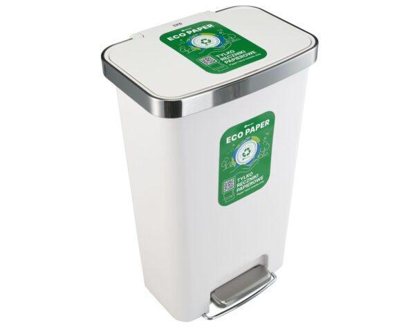 Kosz pedałowy MERIDA ECO PAPER, pojemność 50 l, tworzywo sztuczne, biały Kosz pedałowy MERIDA ECO PAPER, pojemność 50 l, tworzywo sztuczne, biały