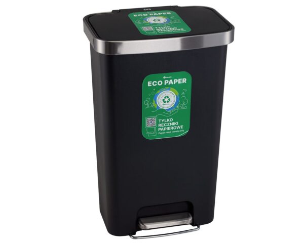 Kosz pedałowy MERIDA ECO PAPER, pojemność 50 l, tworzywo sztuczne, czarny Kosz pedałowy MERIDA ECO PAPER, pojemność 50 l, tworzywo sztuczne, czarny