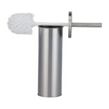 Szczotka WC tuba stojąca, z przykrywką, stal matowa