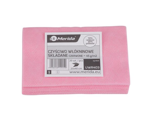 Czyściwo włókninowe w listkach, CZERWONE, 25 x 40 cm, paczka 20 szt.