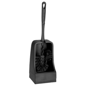 Szczotka do WC z uchwytem i z końcówką do czyszczenia wewnętrznej krawędzi muszli, kolor czarny