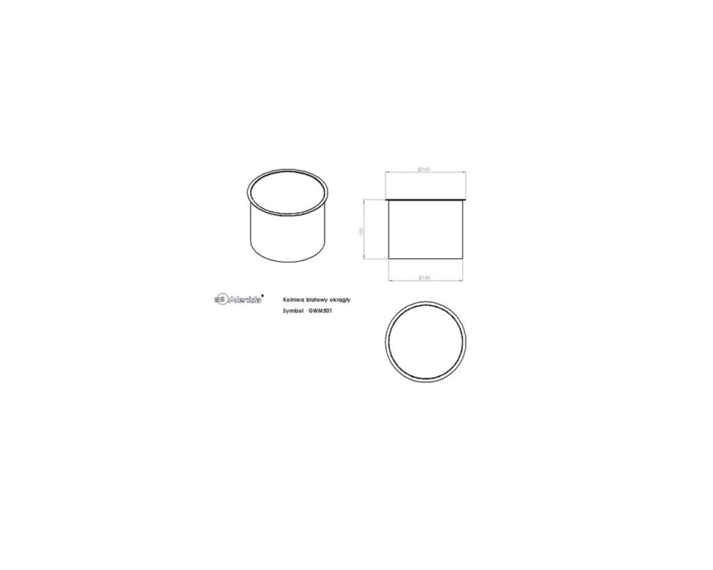 Kołnierz kosza nablatowy okrągły MERIDA STELLA WHITE LINE, biały