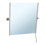 Lustro uchylne w oprawie szarej kamiennej matowej z uchwytem ułatwiającym regulację kąta nachylenia MERIDA STELLA STONE GREY LINE, 50 x 60 cm