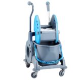 Wózek jednowiadrowy 15 l, z kuwetą 8 l, z prostą rączką, niebieski