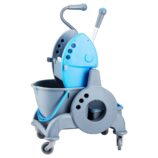 Wózek jednowiadrowy 15 l, z kuwetą 8 l, z prostą rączką, niebieski