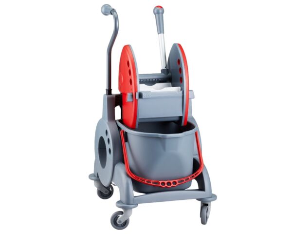 Wózek jednowiadrowy 15 l, z kuwetą 8 l, z prostą rączką, czerwony