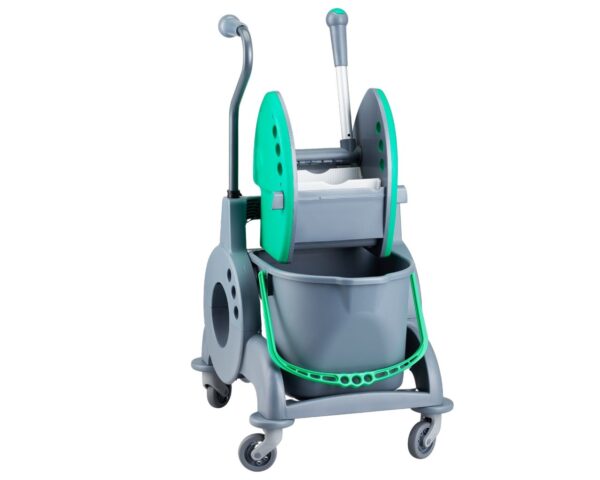 Wózek jednowiadrowy 15 l, z kuwetą 8 l, z prostą rączką, zielony
