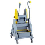 Wózek jednowiadrowy 15 l, z kuwetą 8 l, z prostą rączką, żółty