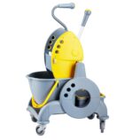 Wózek jednowiadrowy 15 l, z kuwetą 8 l, z prostą rączką, żółty