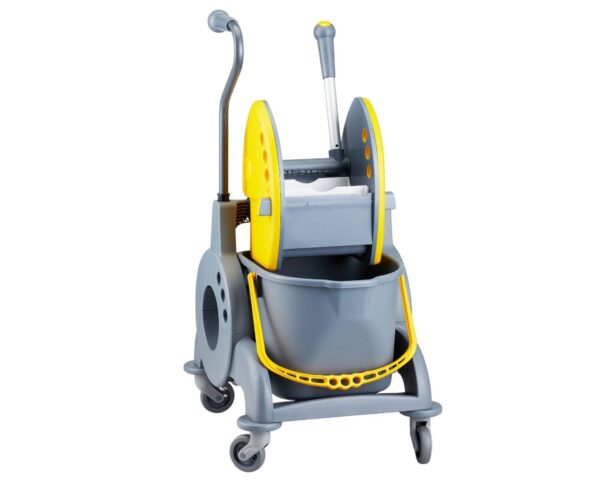 Wózek jednowiadrowy 15 l, z kuwetą 8 l, z prostą rączką, żółty