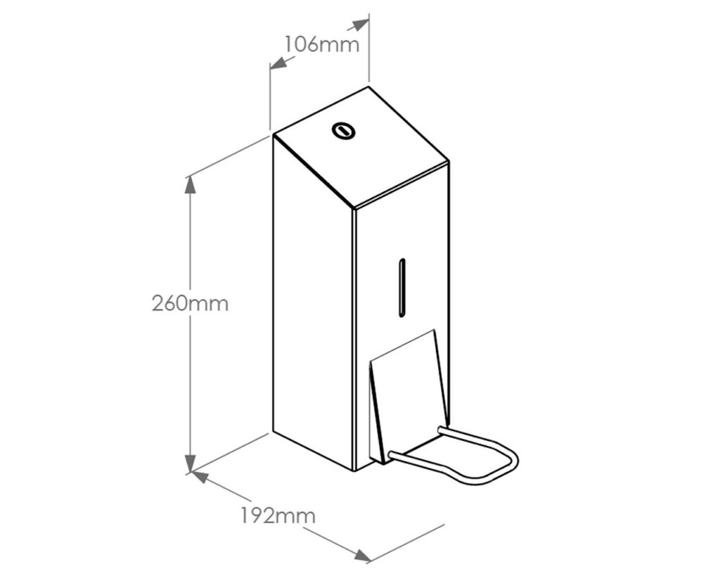 Dozownik płynu dezynfekcyjnego w sprayu na jednorazowe wkłady 1000 ml z przyciskiem łokciowym MERIDA STELLA, stal matowa
