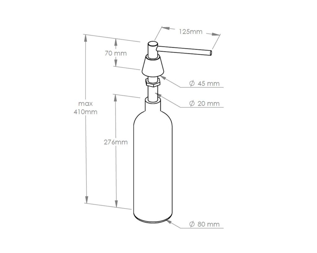 Dozownik mydła w płynie blatowy STOŻEK, pojemność zbiornika 1000 ml, matowy
