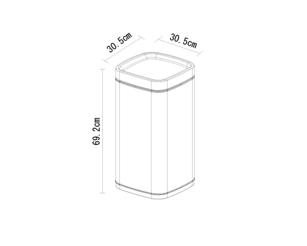 Kosz otwarty OPEN kwadratowy o pojemności 35l, stal matowa