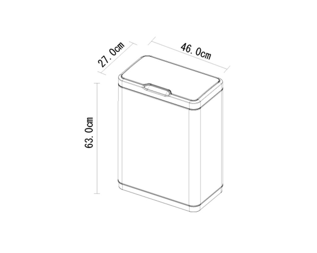 Kosz automatyczny SENSOR, bezdotykowy, prostokątny, szeroki, stal matowa 45 l