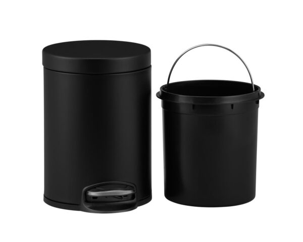 Kosz pedałowy SILENT SERENE, pojemność 5 l, metalowy, czarny matowy Kosz pedałowy SILENT SERENE, pojemność 5 l, metalowy, czarny matowy
