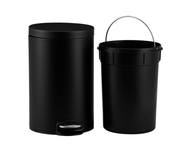 Kosz pedałowy SILENT SERENE, pojemność 12 l, metalowy, czarny matowy Kosz pedałowy SILENT SERENE, pojemność 12 l, metalowy, czarny matowy